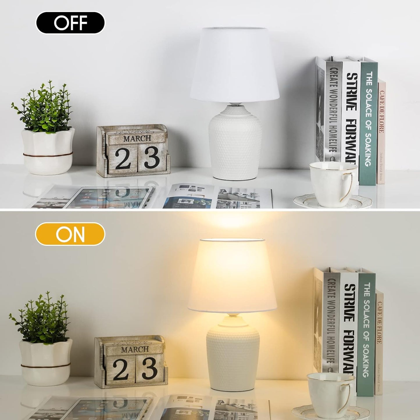 Set of 2 Cute Desk Lamps with Studded Texture Base