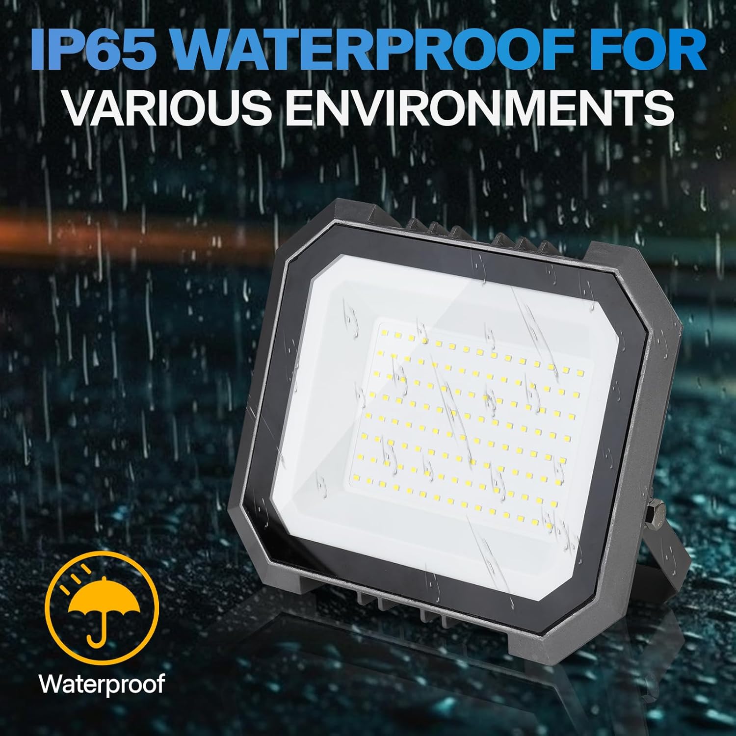 100W 10000LM Super Bright Floodlight Outside Work Light with 5.9FT Plug