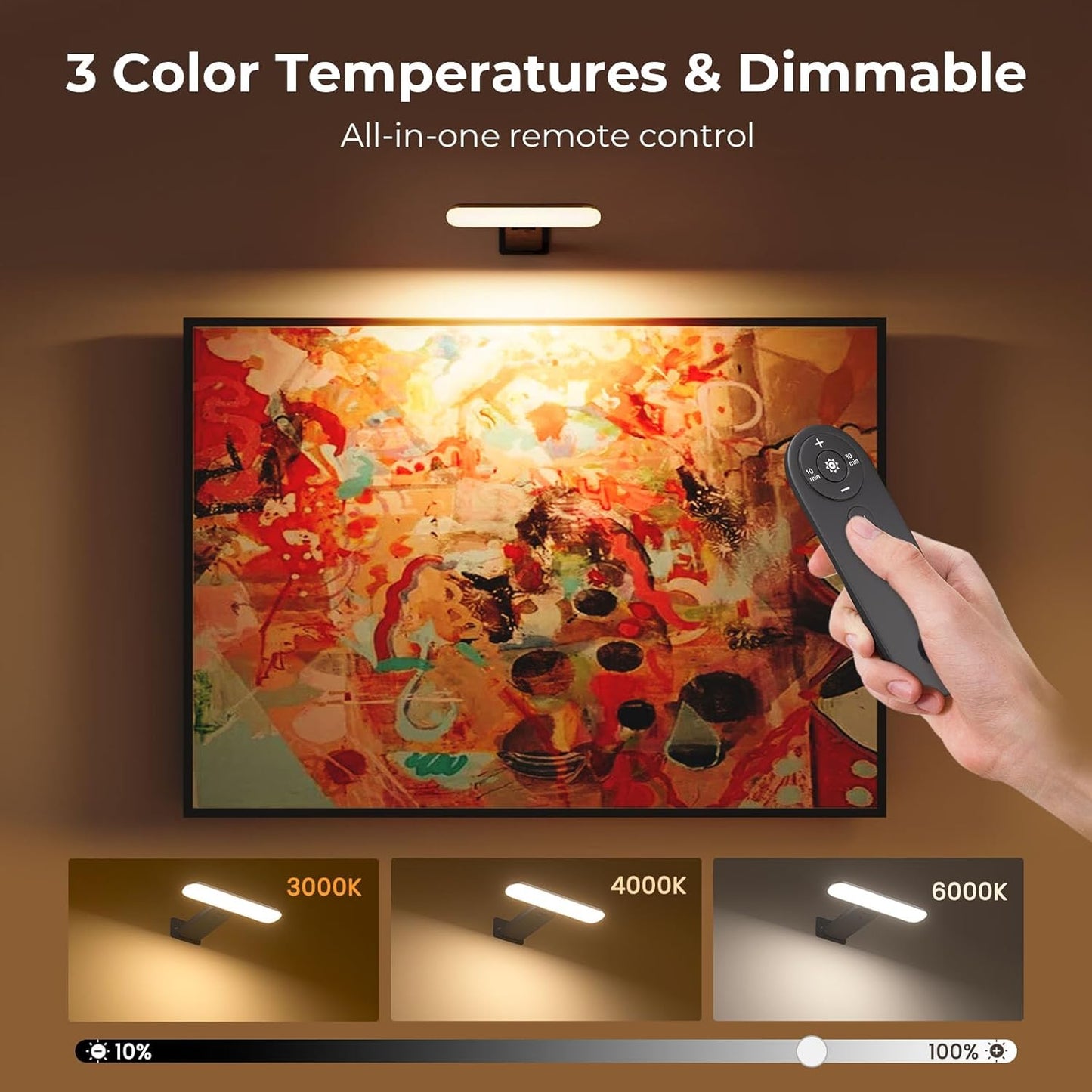 2 Pack Picture ,LED Wall Light Cordless with Remote