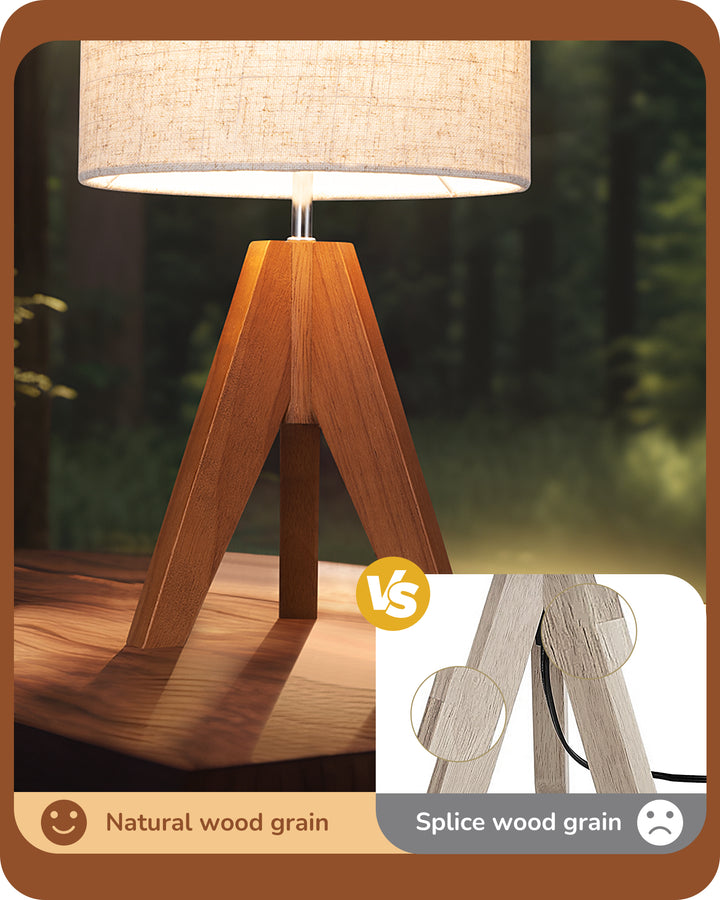14.2″ Light Brown Wooden Tripod Table Lamp, 1 Pack-HLTL05Q