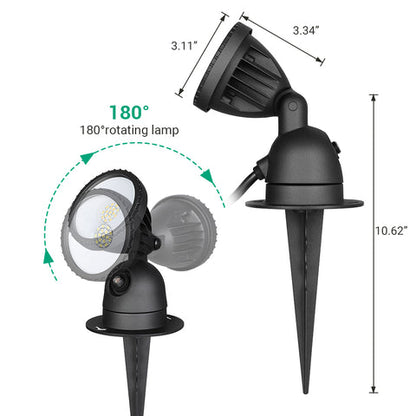 120V LED Spotlight with Dusk to Dawn Light Sensor & 3ft Extension Cord & 3 Lenses-HGSL04C