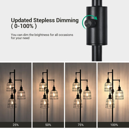EDISHINE Dimmable Black Farmhouse Floor Lamp with 3 LED Bulbs-HLFL03H