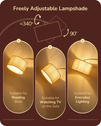 EDISHINE 75.6" Gold Arc Floor Lamp-HLFL04X