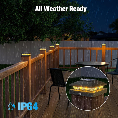 12 pack, Black Deck Post Cap Light Solar Powered