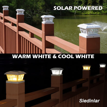 Solar Post Cap Lights Outdoor 2 Color Modes 8 LEDs for 4x4 5x5 6x6 Posts