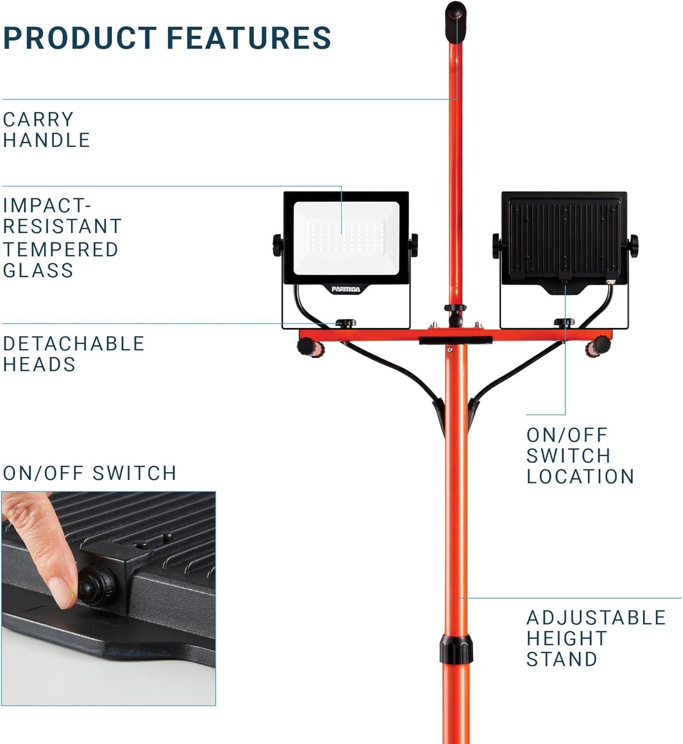 LED Dual-Head Work Light with Telescoping Tripod Stand Up to 6 Ft Tall