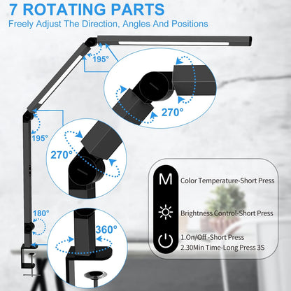 Architect Desk Lamp with Dual Light and Adjustable Swing Arm