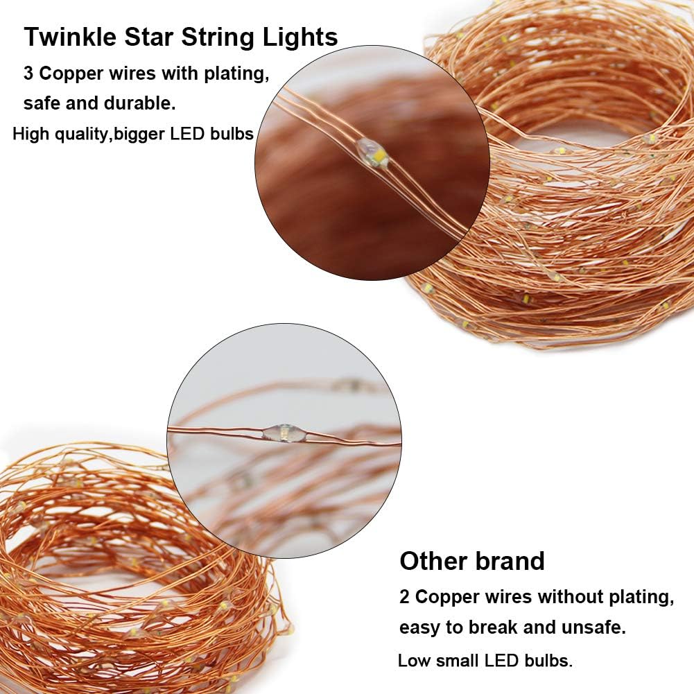 200 LED 66 FT Copper Fairy String Lights 8 Modes LED