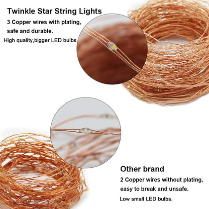 200 LED 66 FT Copper Fairy String Lights 8 Modes LED