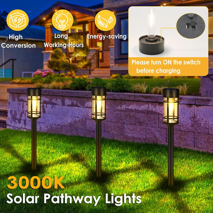 8 Pack LED Solar Pathway Lights Outdoor Waterproof