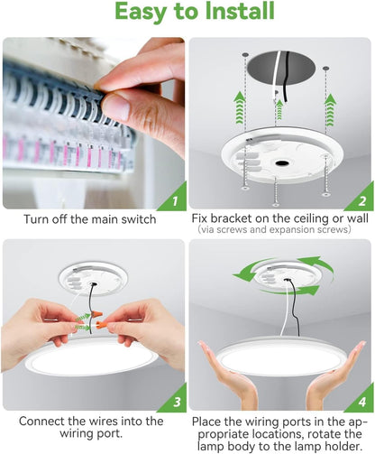 6Pack 12 Inch LED Flush Mount Ceiling Light, White