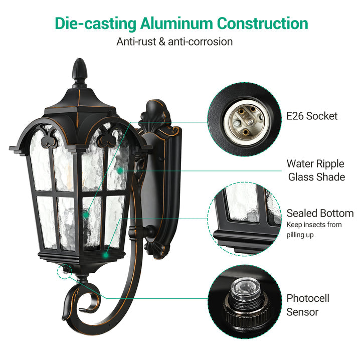 17" Dusk to Dawn Outdoor Wall Light-HOWL06G