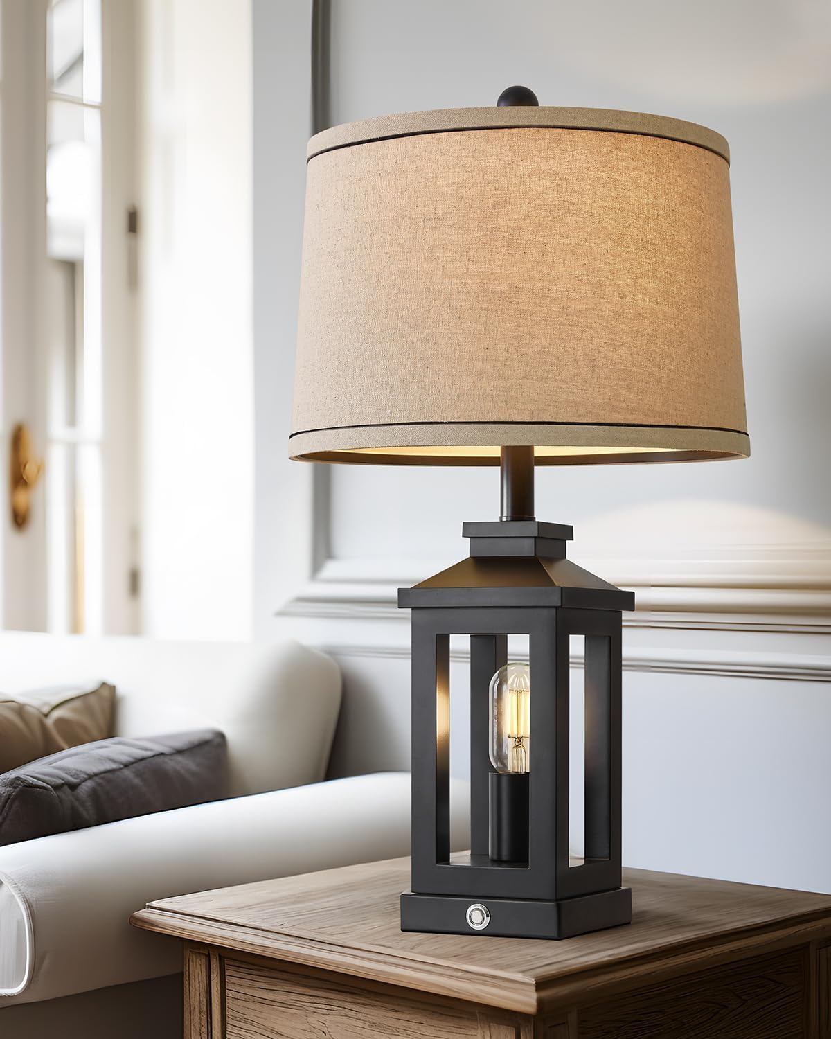 23.75" Retro Farmhouse Black Table Lamp