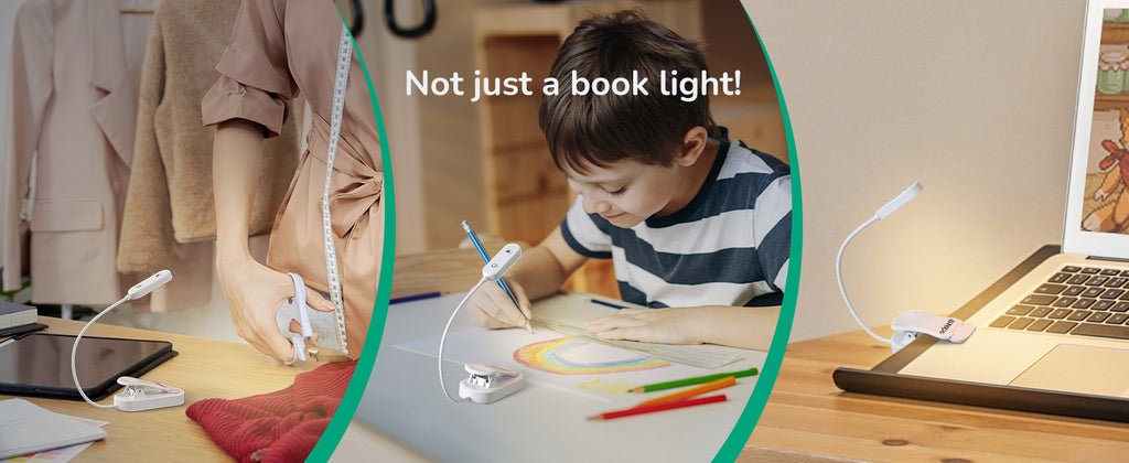 USB Rechargeable Dimmable Book Light, 3 Color Modes, 2 Charging Modes-HBRL11A1