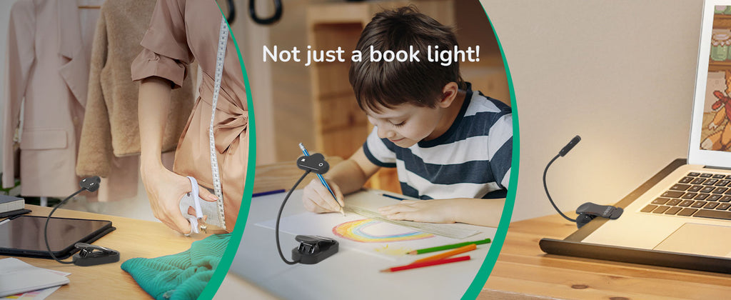 USB Rechargeable Dimmable Book Light with 3 Color Modes-HBRL10B1