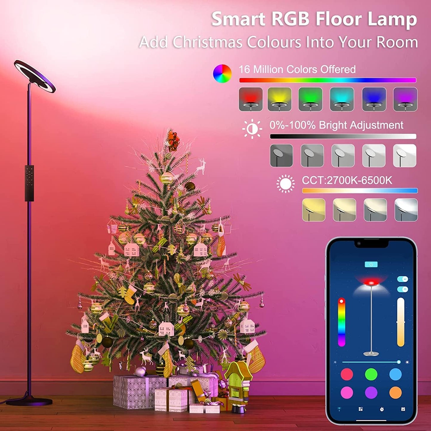 Double Side Lighting Led Floor Lamp with Remote Smart App