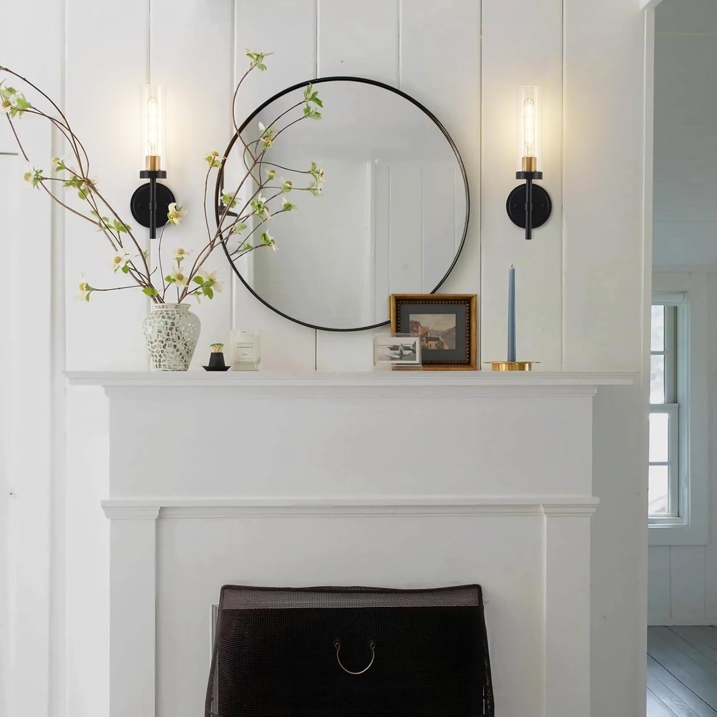 Black and Gold Hardwired Wall Sconces