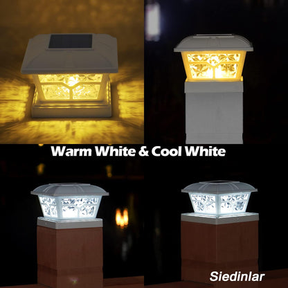 Solar Post Cap Lights Outdoor 2 Color Modes 8 LEDs for 4x4 5x5 6x6 Posts