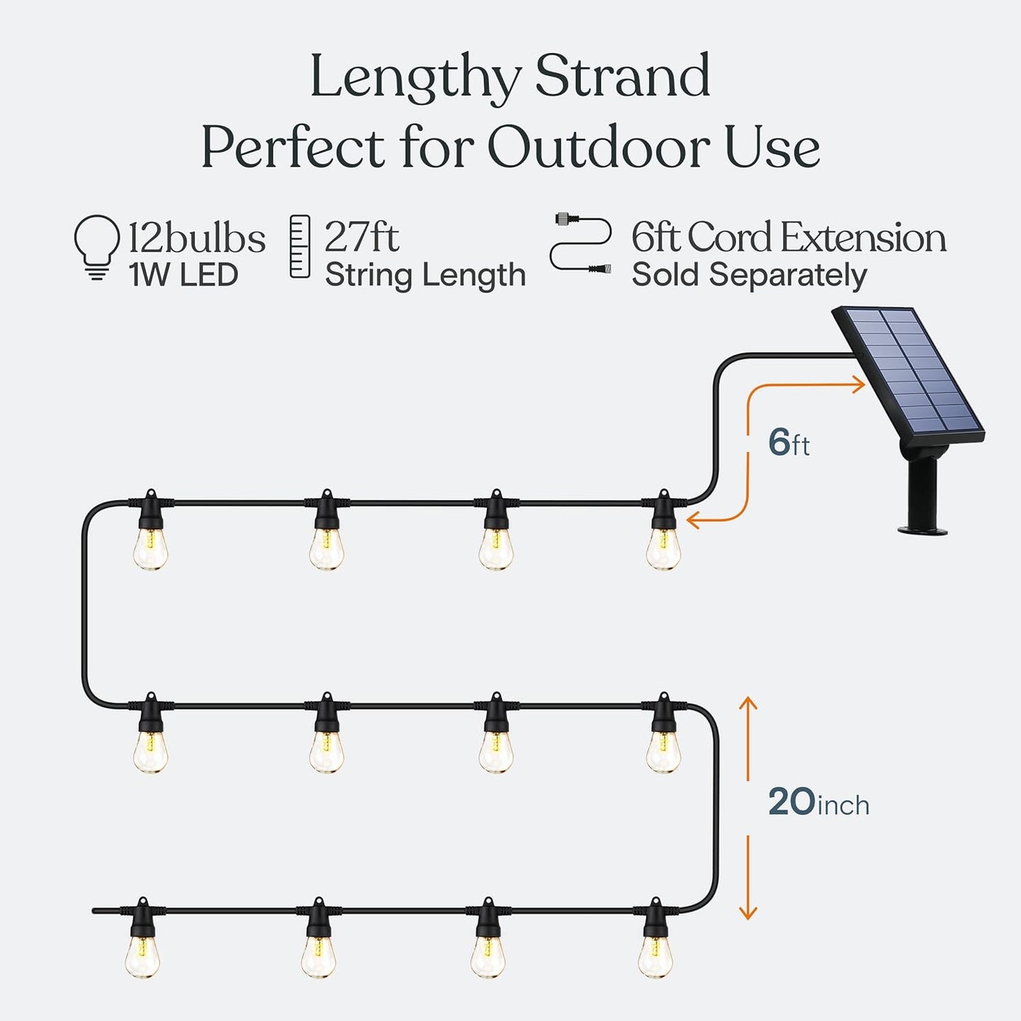 27 ft Commercial Grade Waterproof Patio Lights