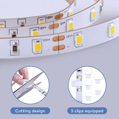 16.4ft Dimmable LED Light Strip 6500K Bright Daylight, White