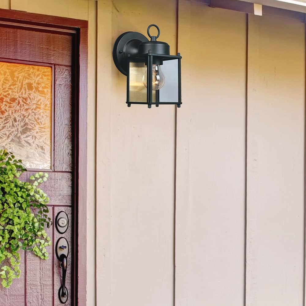 Designers Fountain Outdoor Wall Mount Lantern Sconce, Black