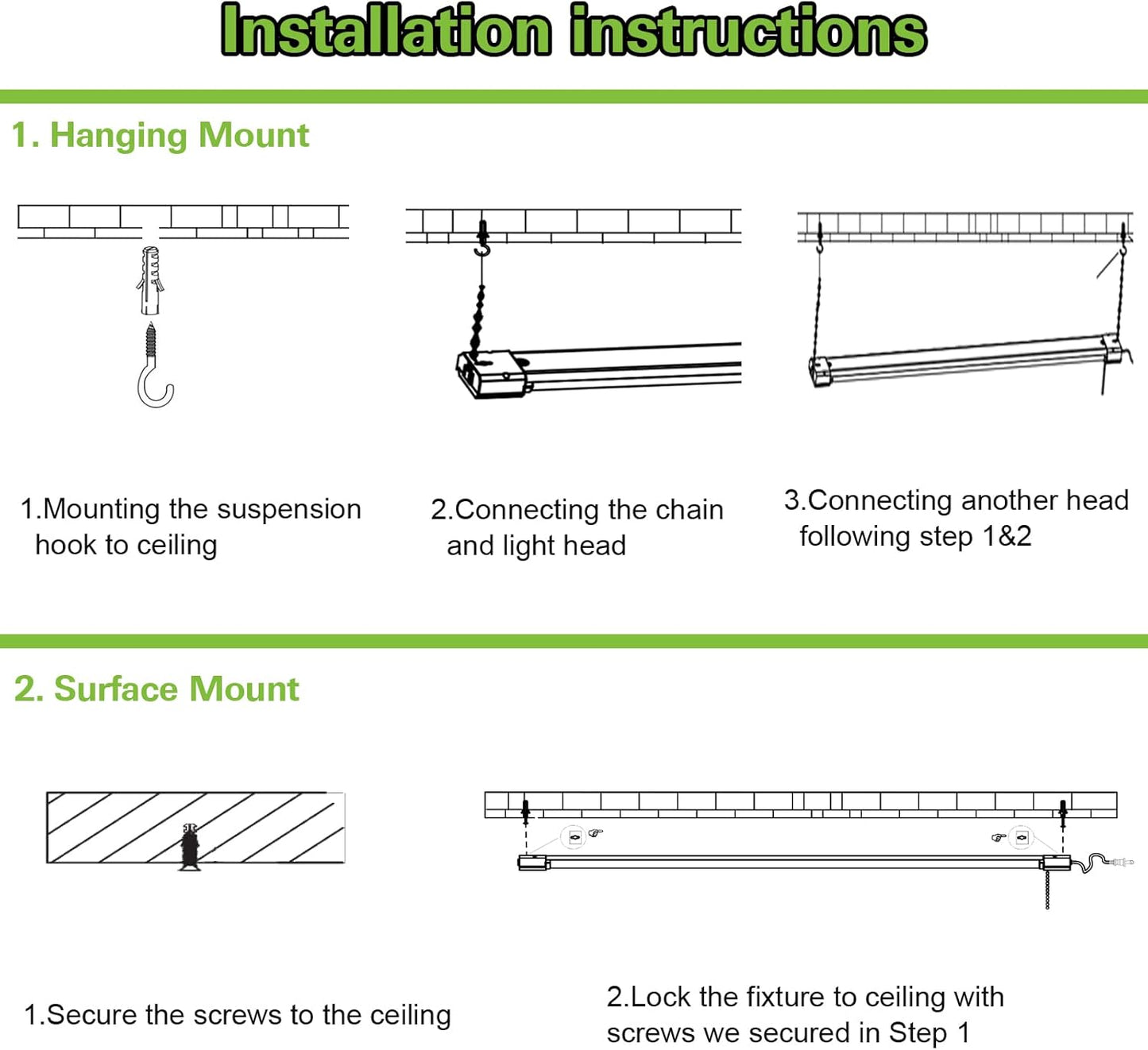 4FT Daylight 42W LED Ceiling Lights. 1 Pack