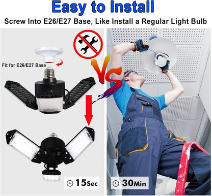 LED Garage Ceiling Lights with 3 Adjustable Panels