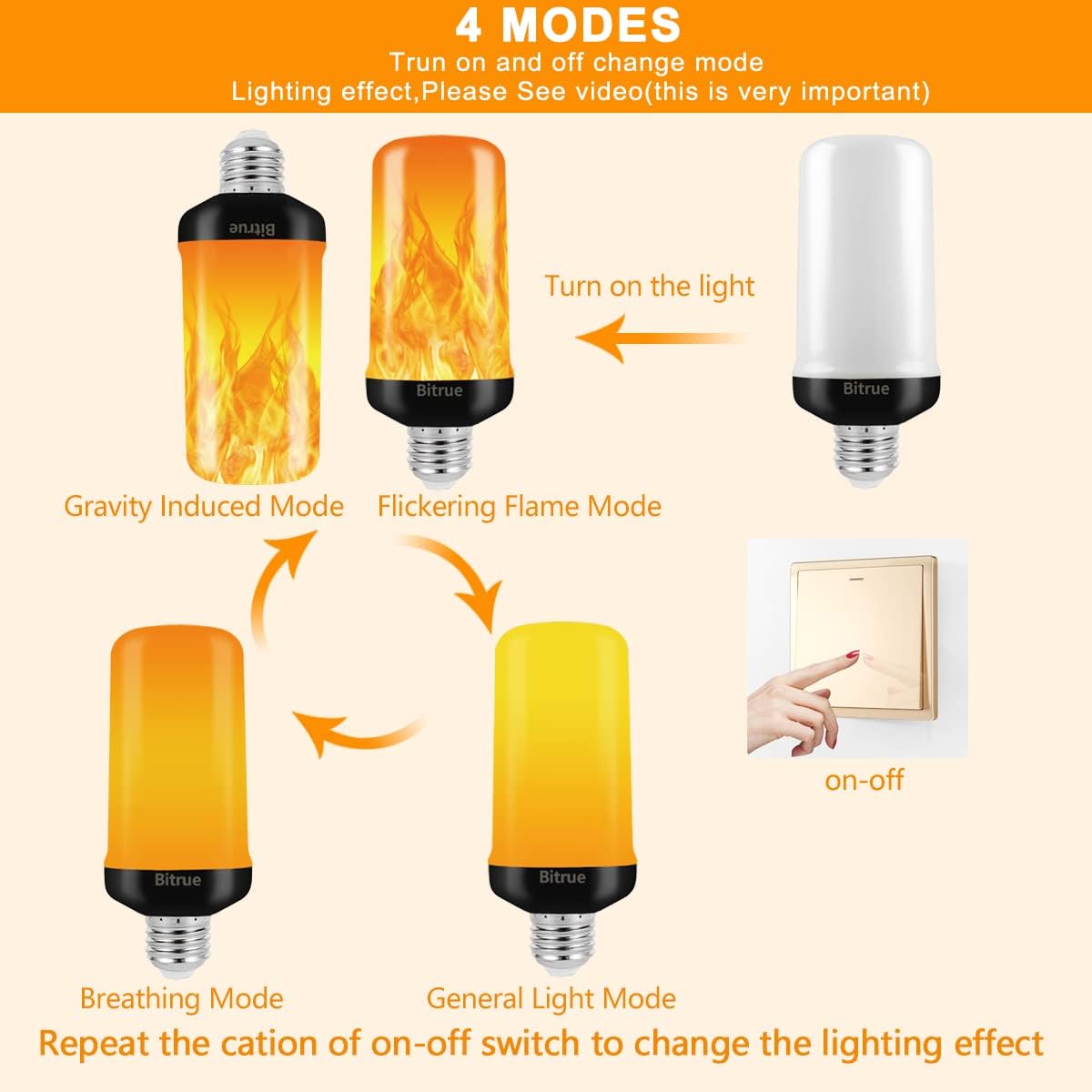 4 Modes Flame Light Bulbs with Gravity Sensor