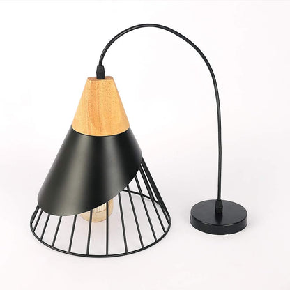 Modern Black Pendant Light | Adjustable Wood Hanging Fixture