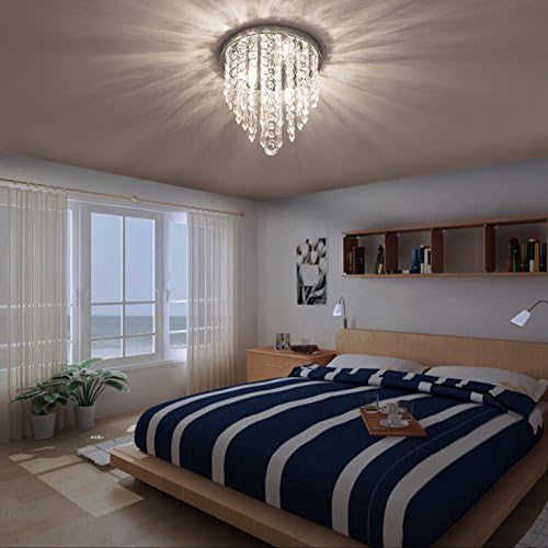 Mini Crystal Chandelier | 2 Lights | Flush Mount Ceiling Fixture