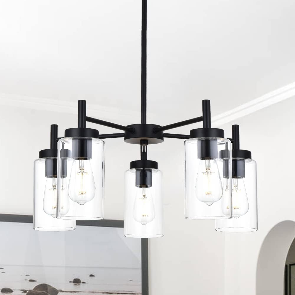 4-Light Chandelier, Matte Black theluminousdecor