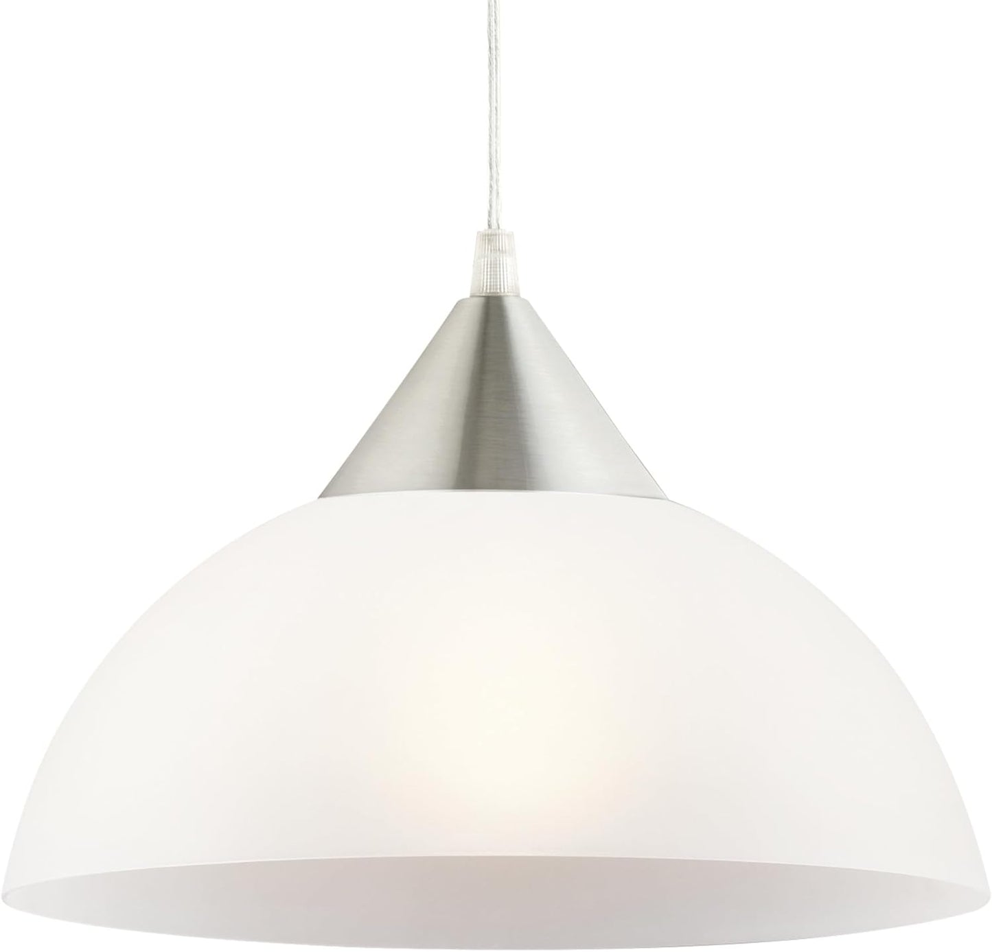 1-Light Plug-in Pendant | Brushed Steel | 15ft Clear Cord