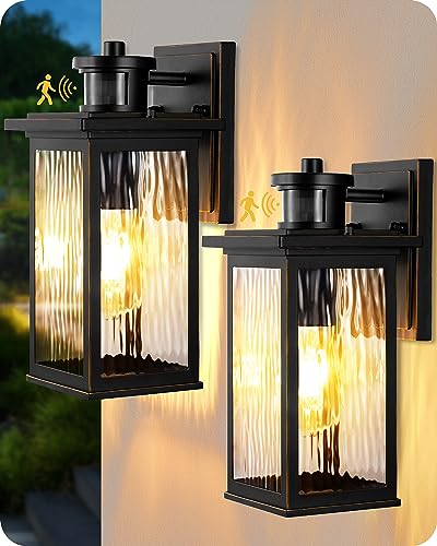 Dusk to Dawn Exterior Lighting Fixtures Porch Light with Clear Water Ripple Glass