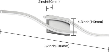 32in Dimmable LED Bathroom Vanity Light - Modern, Brushed Nickel