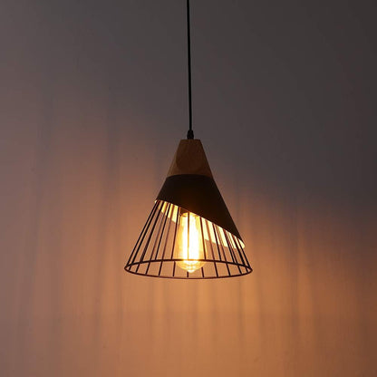 Modern Black Pendant Light | Adjustable Wood Hanging Fixture