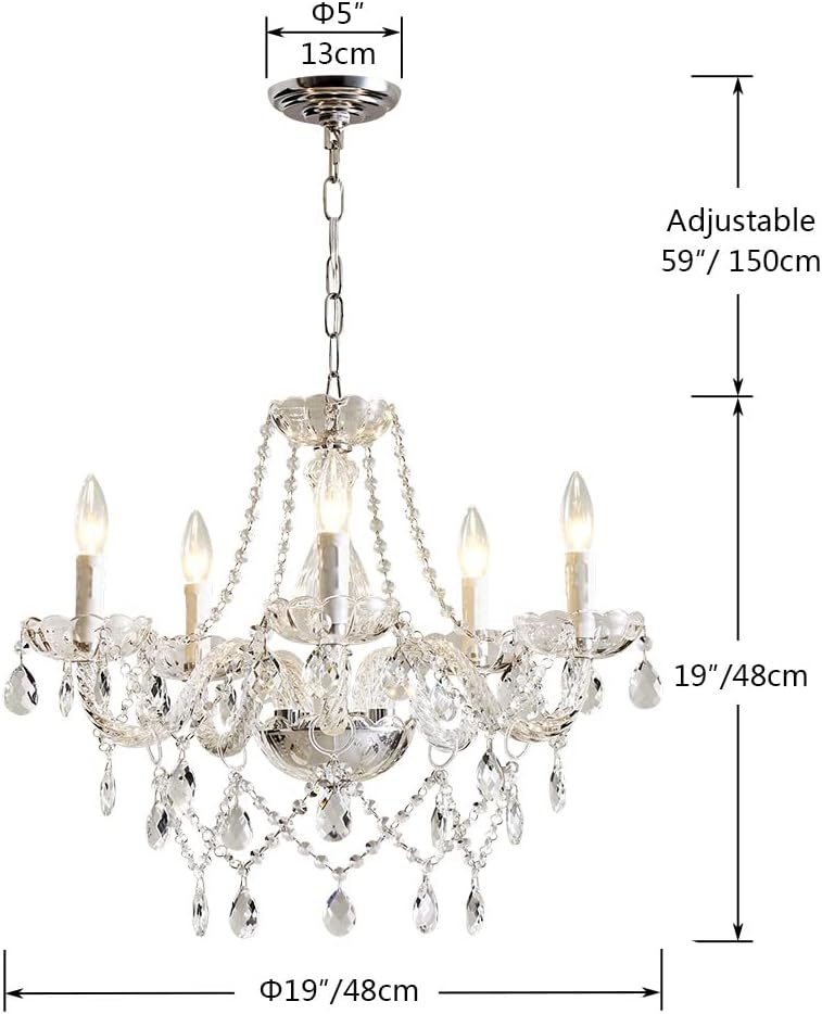 Saint Mossi 5 Light Crystal Chandelier - Modern K9 Glass - Clear