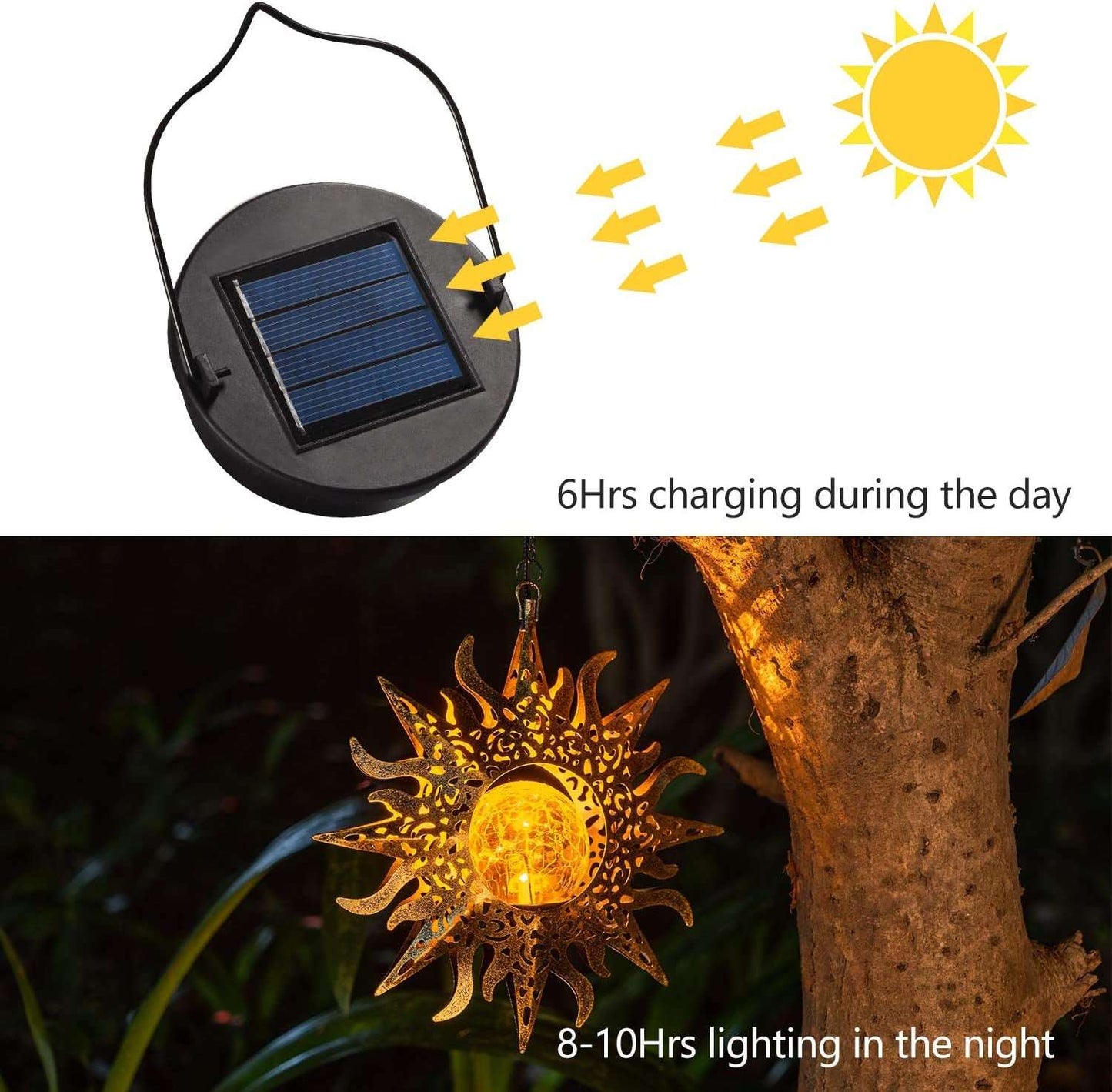 Amugmilk Solar Lights Outdoor Garden Decor Hanging Lanterns Decoration Metal Sunflower Gifts Waterproof for Yard Clearance Front Porch Lawn Driveway Patio Backyard Pathway Gardening Gift