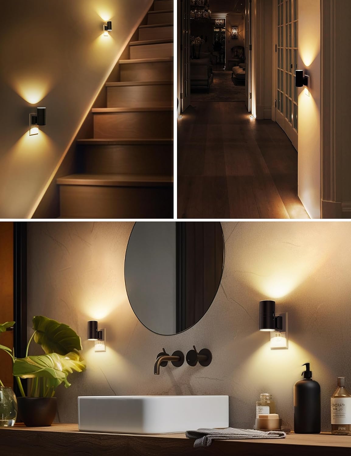 2 Pack Dimmable Night Lights for Hallway Bedroom Stairway