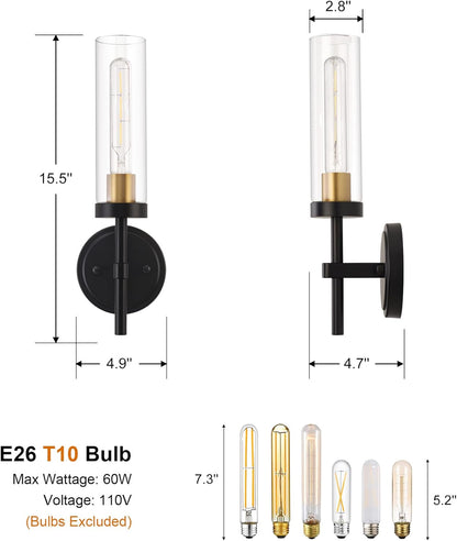 Black and Gold Hardwired Wall Sconces