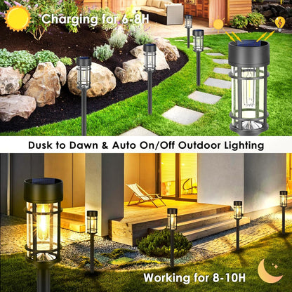 8 Pack LED Solar Pathway Lights Outdoor Waterproof