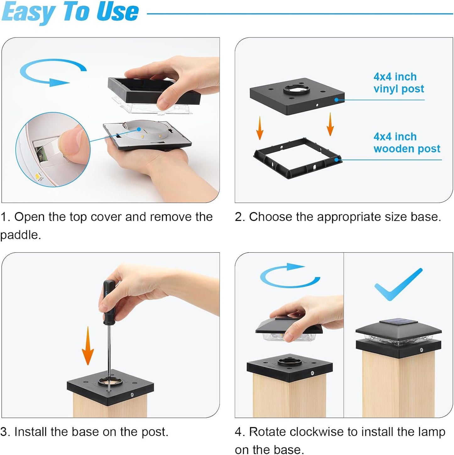 12 pack, Black Deck Post Cap Light Solar Powered