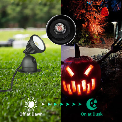 120V LED Spotlight with Dusk to Dawn Light Sensor & 3ft Extension Cord & 3 Lenses-HGSL04C