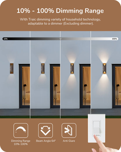 IP65 Dimmable LED Outdoor Wall Lanterns (2 Pack)-HOWL22A