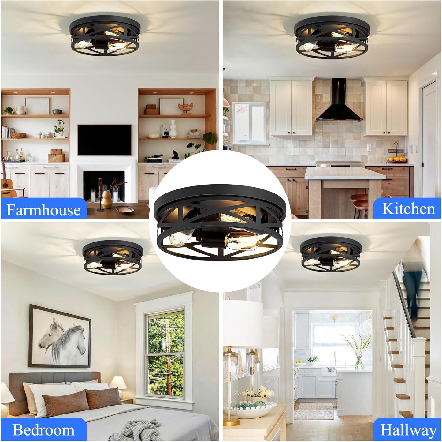 3-Light Flush Mount Fixture for Hallway