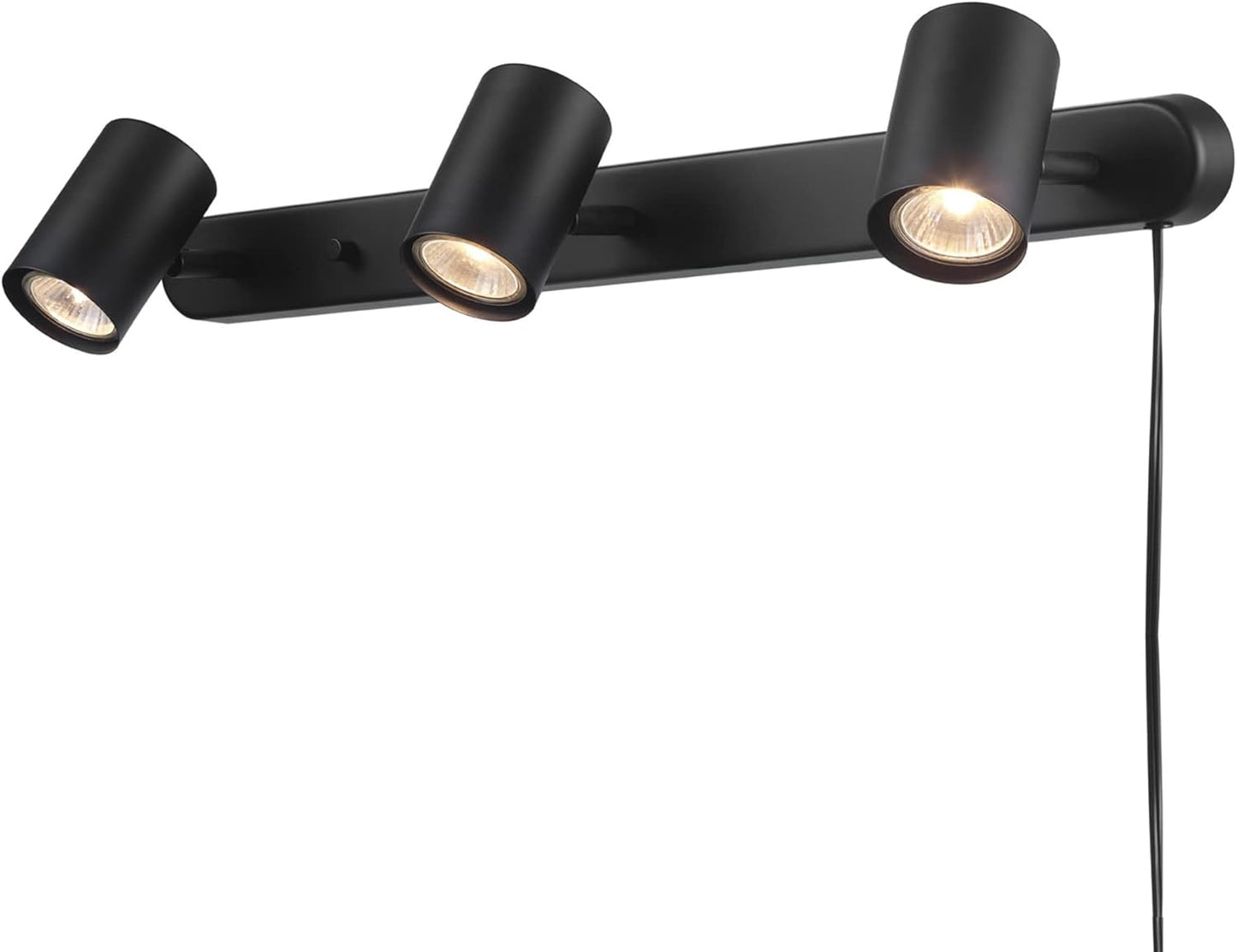 3-Light Plug-in Track Lighting, Matte Black