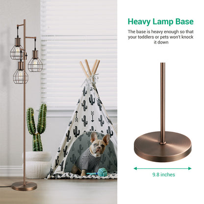 EDISHINE 65" Dimmable Industrial Floor Lamp with 3 LED Bulbs-HOFL03G