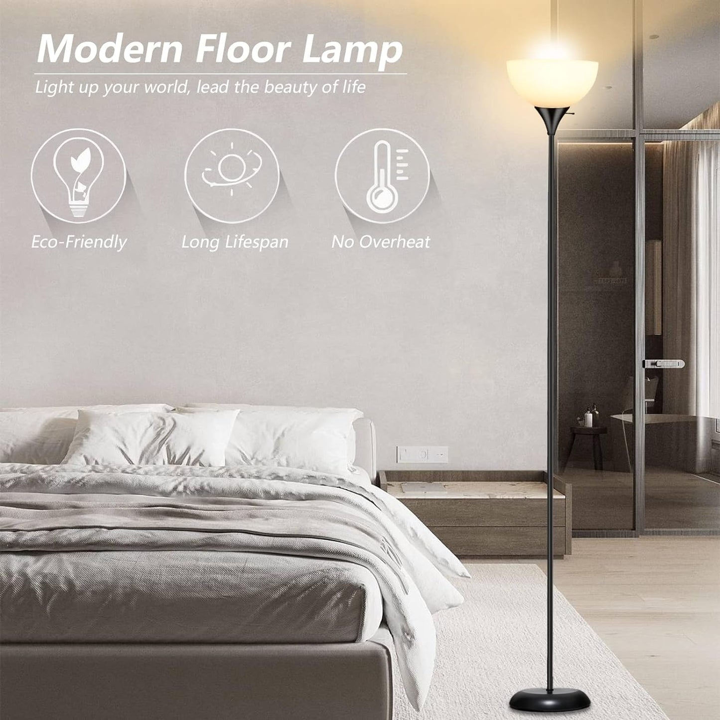 Drop-Resistant Led Floor Lamp, White