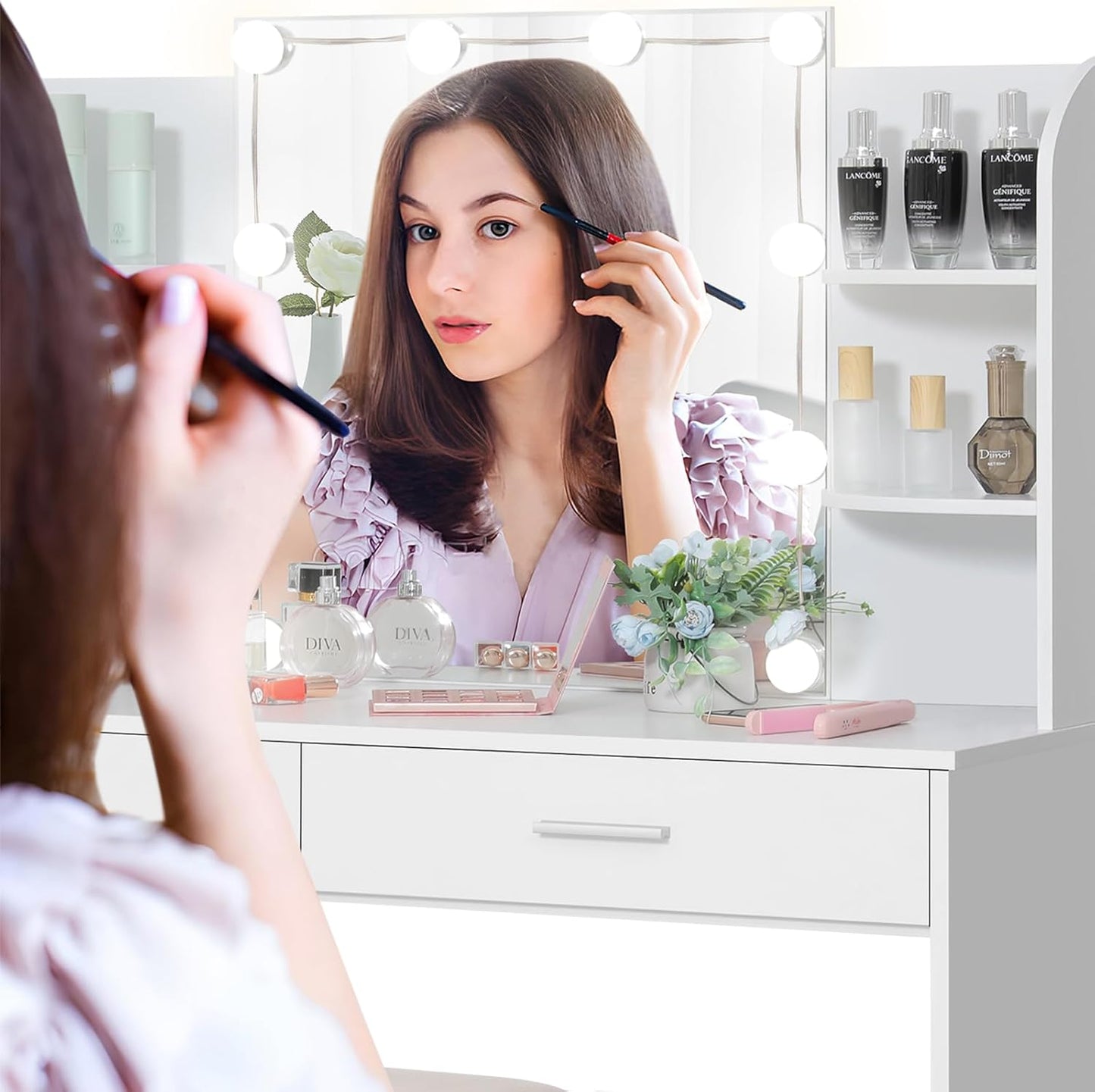 Makeup Vanity with Mirror and 10 LED Lights