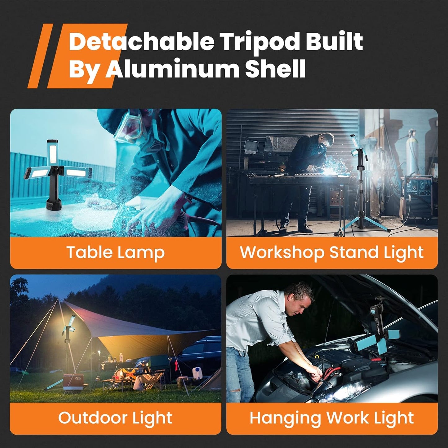 Cordless Work Light with Triple LED Lamps