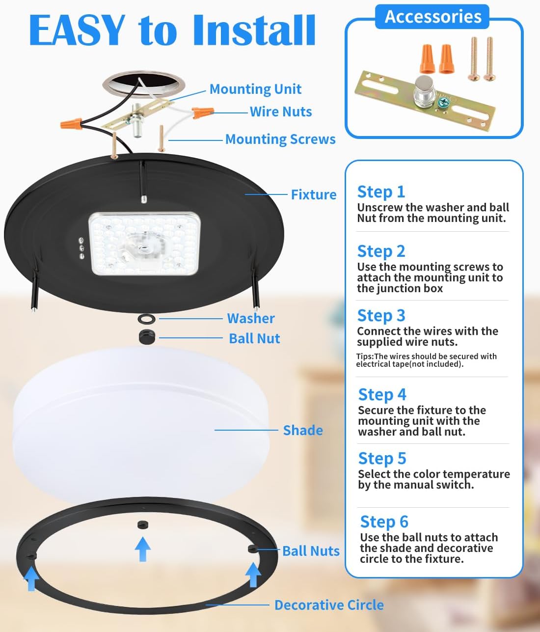 13 Inch Flush Mount LED Ceiling Light